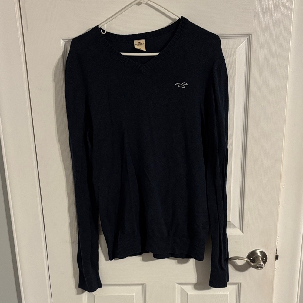 Hollister Navy V-Neck Long Sleeve Shirt